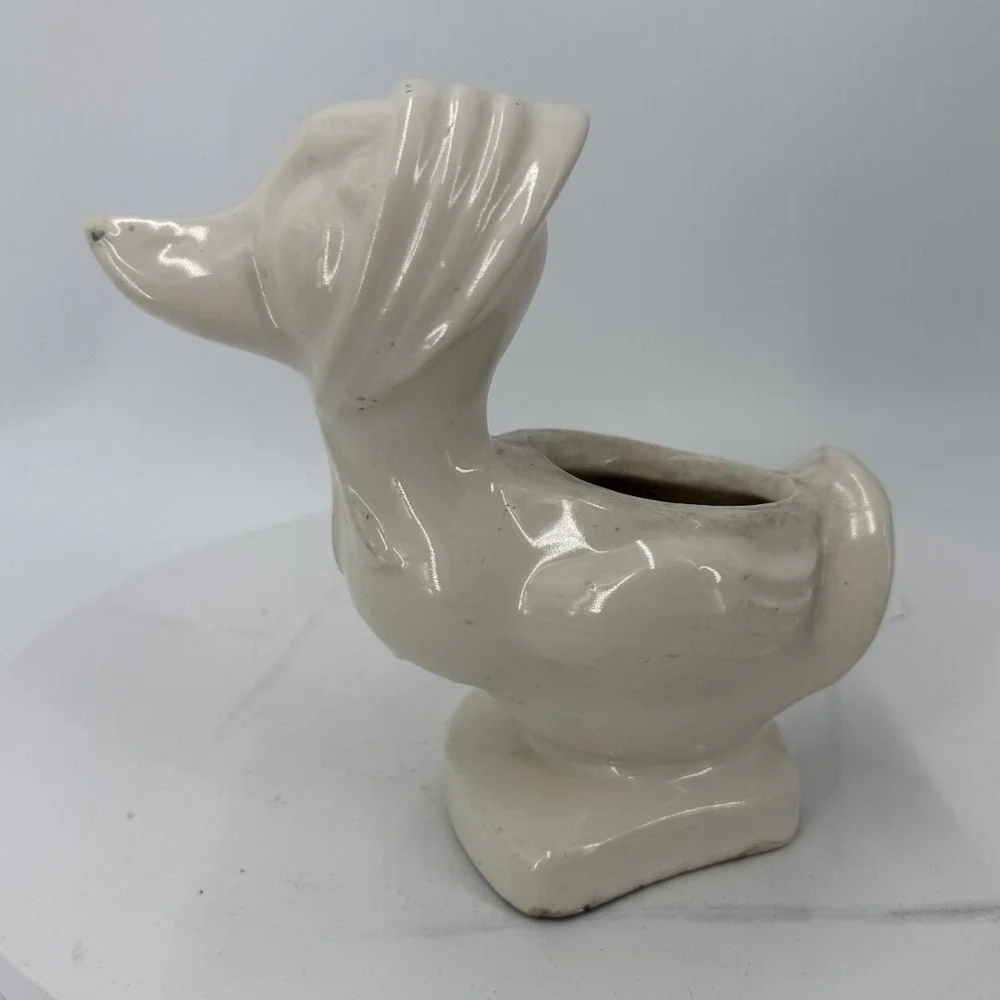 Vintage Ceramic Duck In Bonner Planter White Goose Planter Bird Pot Cottagecore
